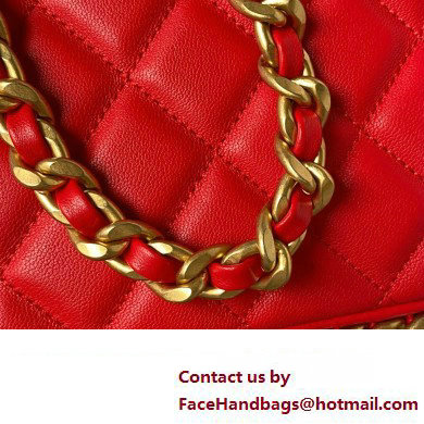 Chanel Shiny Crumpled Lambskin  &  Gold-Tone Metal Large Hobo Bag AS4287 Red 2023